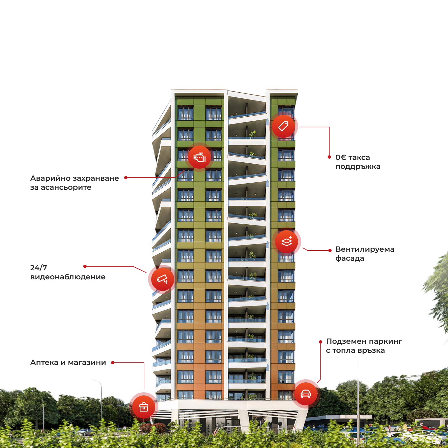 Терex Residence – удобства на сградата